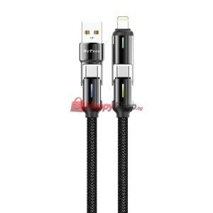 Кабел за данни DeTech DE-55UCI, 4в1 USB-Lightning/Type-C Typ..