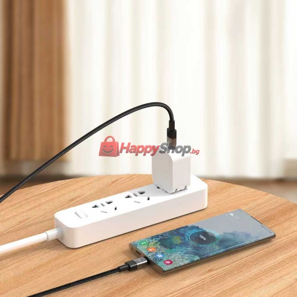 Кабел за данни DeTech DE-C67C, 60W, Type-C - Type-C, PD, 1.0m, Черен - 40551