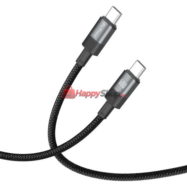 Кабел за данни DeTech DE-C67C, 60W, Type-C - Type-C, PD, 1.0m, Черен - 40551