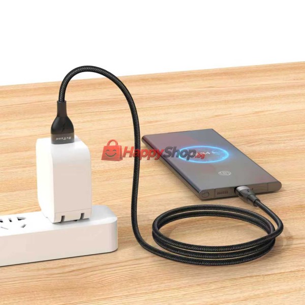 Кабел за данни DeTech DE-C69UC, 2.4A, Type-C, 1.0m, Черен - 40555
