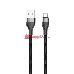 Кабел за данни DeTech DE-C69UC, 2.4A, Type-C, 1.0m, Черен - ..