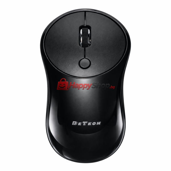 Мишка DeTech D12WL, Безжична, USB, Черен - 782