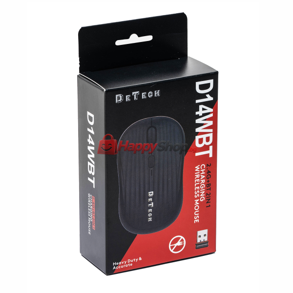 Мишка DeTech D14WBT, Bluetooth, USB, Черен - 784