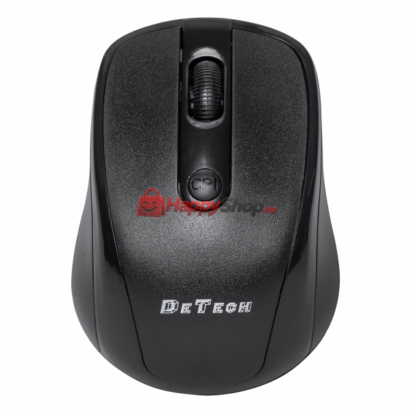 Мишка DeTech D7, Безжична, USB, Черен - 776