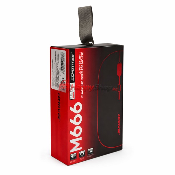 Мишка ZornWee M666, Bluetooth, USB, Черен - 780
