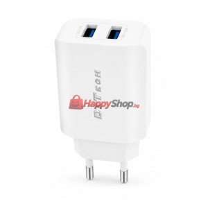 Мрежово зарядно устройство DeTech DE-58, 5V/2.4A 220V, 2 x U..