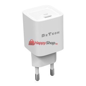 Мрежово зарядно устройство DeTech DE-61, 20W, 1 x Type-C F, ..