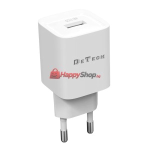 Мрежово зарядно устройство DeTech DE-62, 18W, 1 x USB F, QC,..