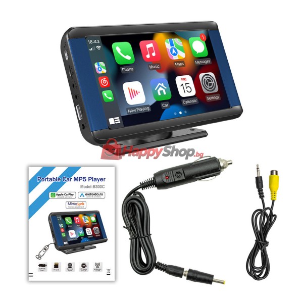Преносим CarPlay / Android Auto дисплей X300L, 7", За автомобил - 13314
