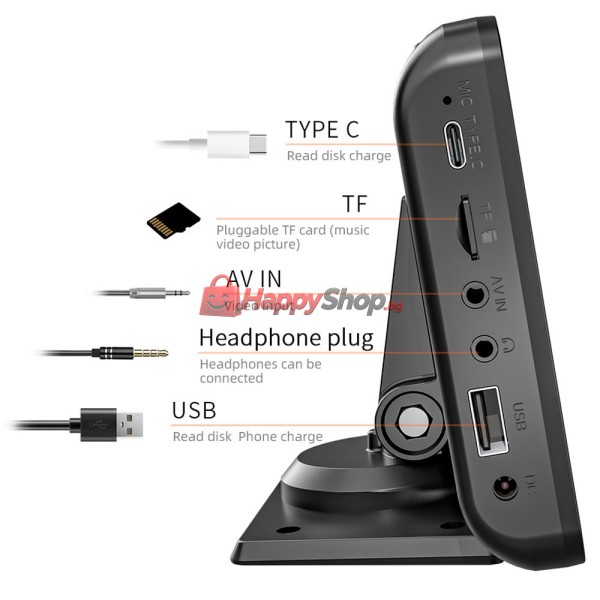 Преносим CarPlay / Android Auto дисплей X300L, 7", За автомобил - 13314