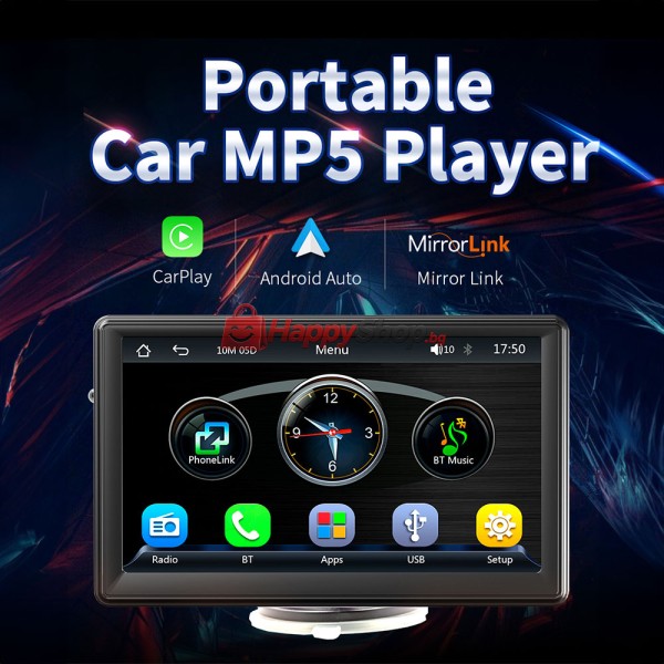 Преносим CarPlay / Android Auto дисплей X500L, 7", За автомобил - 13309