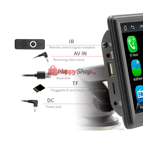 Преносим CarPlay / Android Auto дисплей X500L, 7", За автомобил - 13309