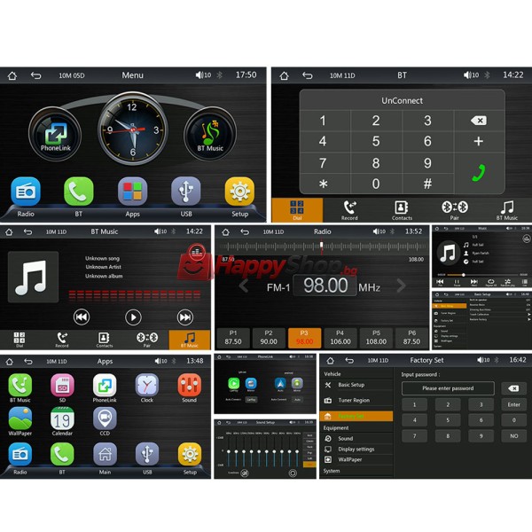 Преносим CarPlay / Android Auto дисплей X500L, 7", За автомобил - 13309