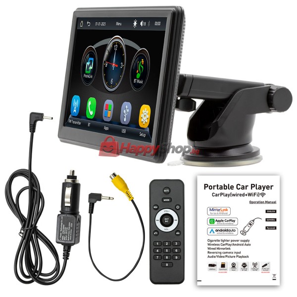 Преносим CarPlay / Android Auto дисплей X500L, 7", За автомобил - 13309