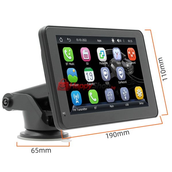 Преносим CarPlay / Android Auto дисплей X5306L, 7", За автомобил - 13312