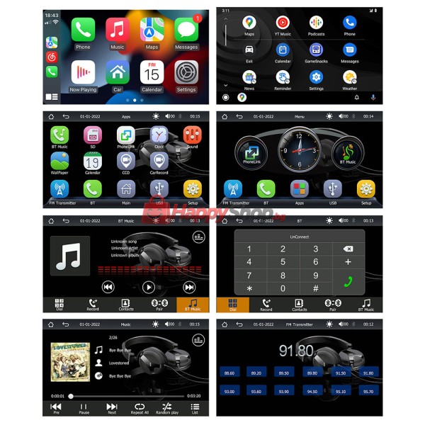 Преносим CarPlay / Android Auto дисплей X5306L, 7", За автомобил - 13312