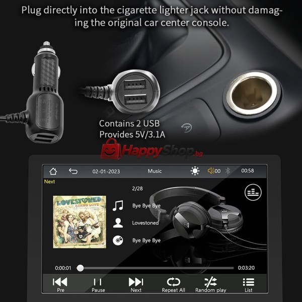 Преносим CarPlay / Android Auto дисплей X5308L, 9", За автомобил - 13317