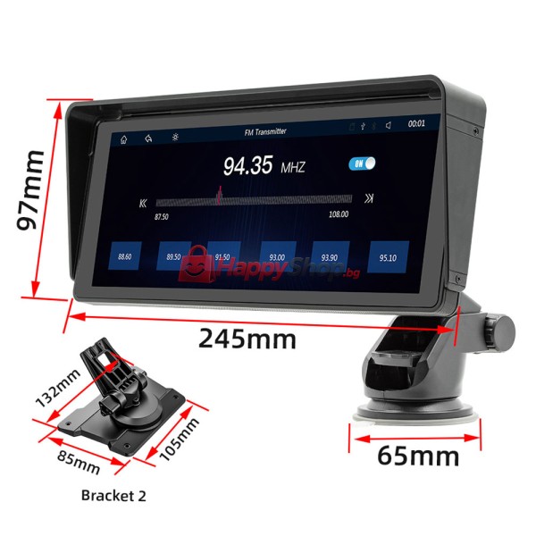 Преносим CarPlay / Android Auto дисплей X5313, 10.26", За кола - 13318