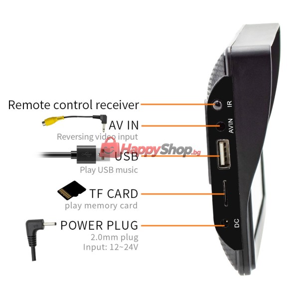 Преносим CarPlay / Android Auto дисплей X600W, 7", За автомобил - 13310