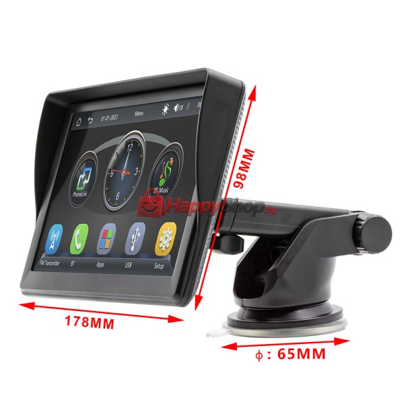 Преносим CarPlay / Android Auto дисплей X600W, 7", За автомобил - 13310