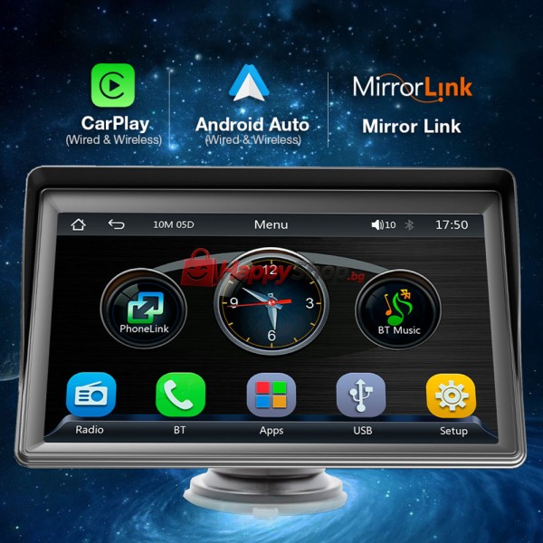 Преносим CarPlay / Android Auto дисплей X600W, 7", За автомобил - 13310