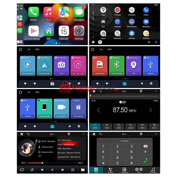 Преносим CarPlay / Android Auto дисплей , X5570R, 7", За автомобил - 13322