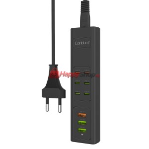 Удължител Earldom ES-SC24, 6 х USB-C, 3 x USB F, 1м., Черен ..