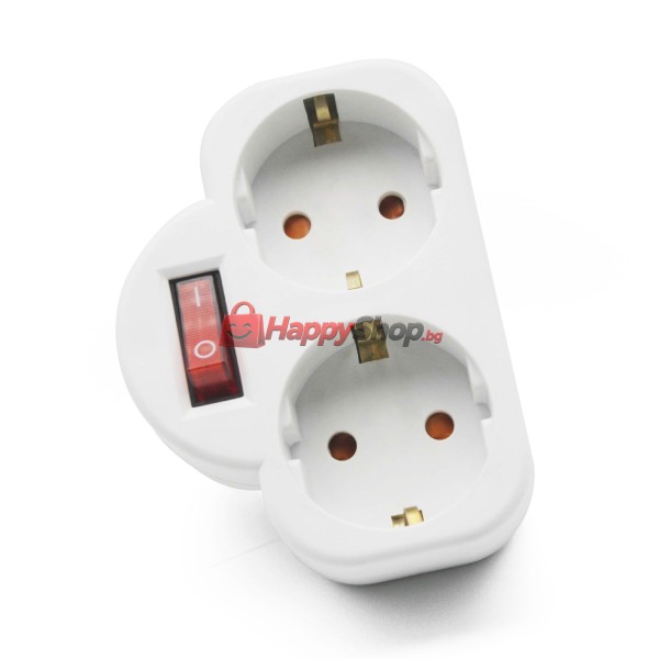 Удължител 7392N, 2 Гнезда, 220V, С ключ, Без кабел, Бял - 17868