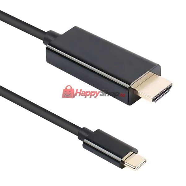 Кабел DeTech, USB-C – DP, 1.8m, 4K, 60Hz, Черен - 18396