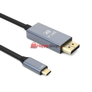 Кабел DeTech, USB-C – DP, 1.8m, 8К, 60Hz, Черен - 18398