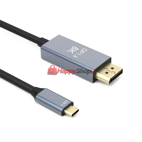 Кабел DeTech, USB-C – DP, 1.8m, 8К, 60Hz, Черен - 18398