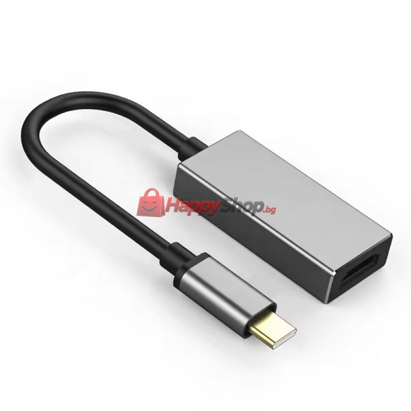 Преходник DeTech, USB-C - HDMI (F), 4K, 30Hz, Сив - 17834