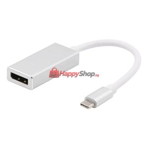 Преходник DeTech, USB-C – DP, 4K, 60Hz, Сребрист - 17836