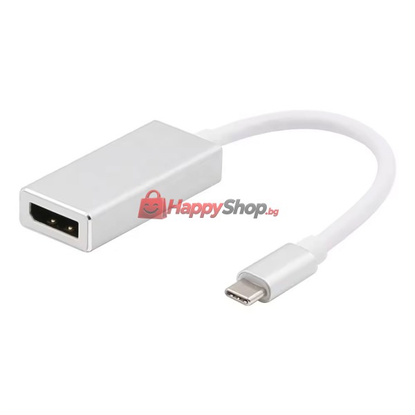 Преходник DeTech, USB-C – DP, 4K, 60Hz, Сребрист - 17836
