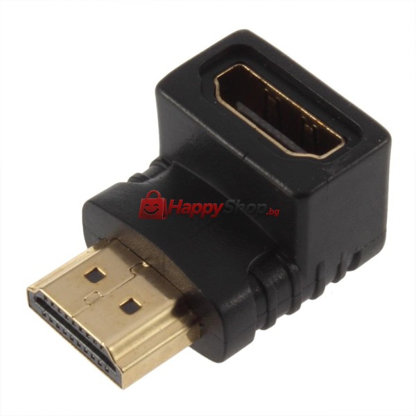 Преходник , HDMI F - HDMI M, Ъглов, Черен - 17121