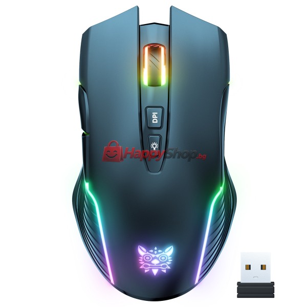Геймърска мишка Onikuma CW905, Безжична, RGB, 7D, Черен - 770