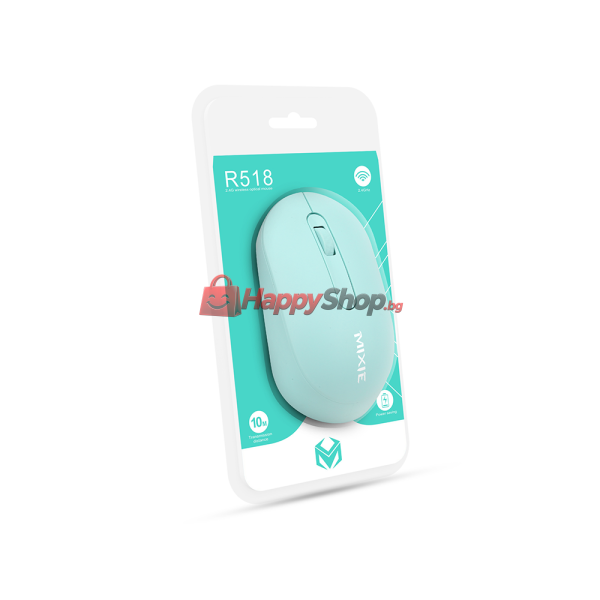 Мишка Mixie R518, Безжична, USB, 3D, Зелен - 759