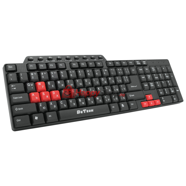Мултимедийна клавиатура DeTech DE6085, USB, Кирилизирана, Черен - 6085