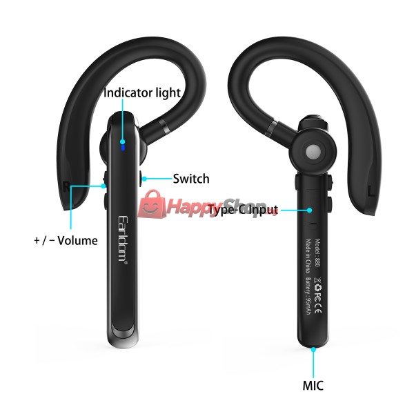 Bluetooth слушалка Earldom ET-BH65, Handsfree, Черен – 17909