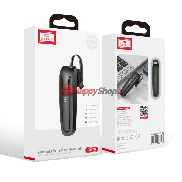 Bluetooth слушалка Earldom ET-BH70, Handsfree, Черен – 17908