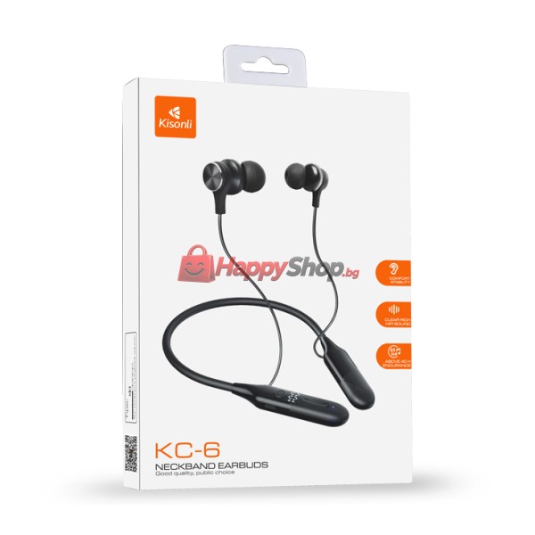 Bluetooth слушалки Kisonli KC-6, Черен – 20792