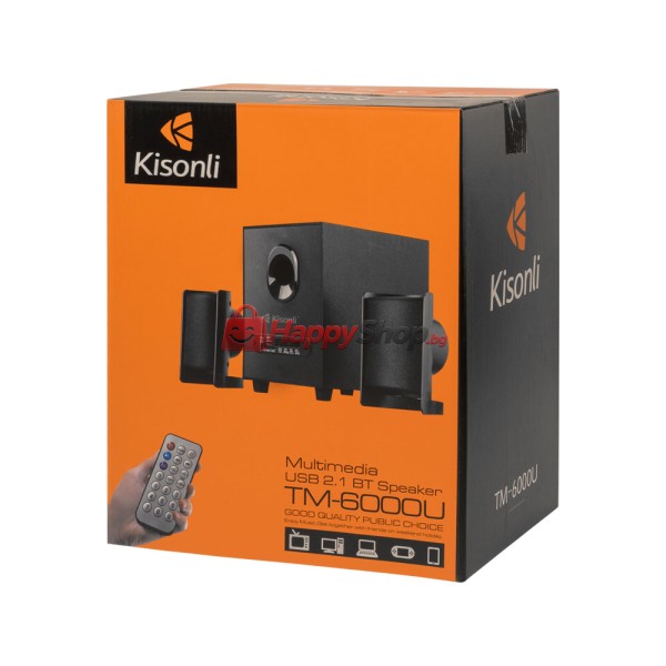 Тонколони Kisonli TM-6000U, Bluetooth, 5W+2x3W, USB, Черен - 22150