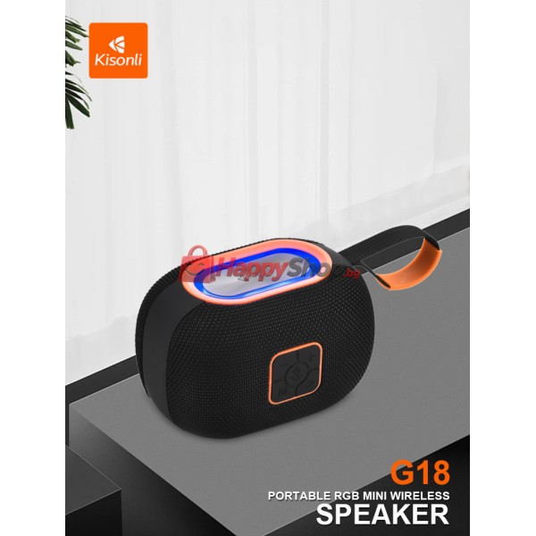 Тонколона Kisonli G18, Bluetooth, USB, SD, AUX, FM, RGB, Различни цветове - 22291