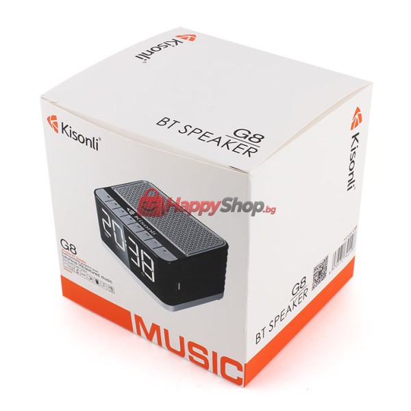 Тонколона Kisonli G8, Bluetooth, Часовник, USB, SD, FM, AUX, RGB, Различни цветове - 22281
