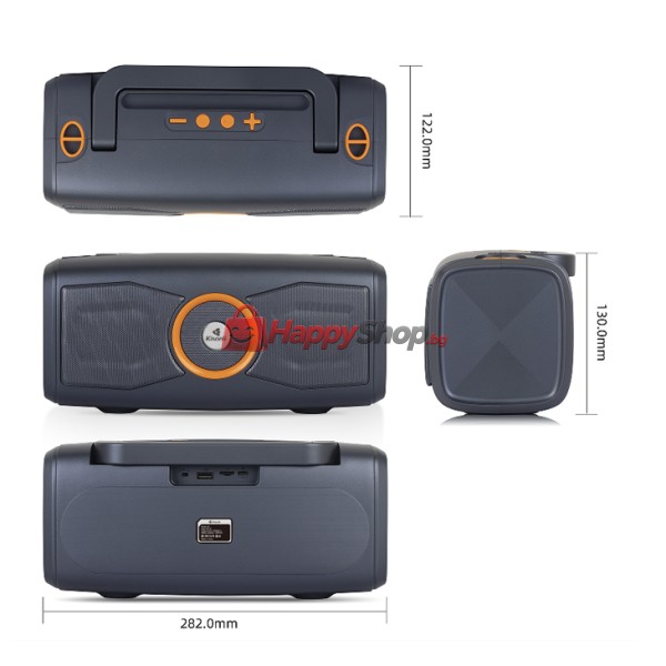 Тонколона Kisonli K2, Bluetooth, USB, SD, FM, Сив - 22292