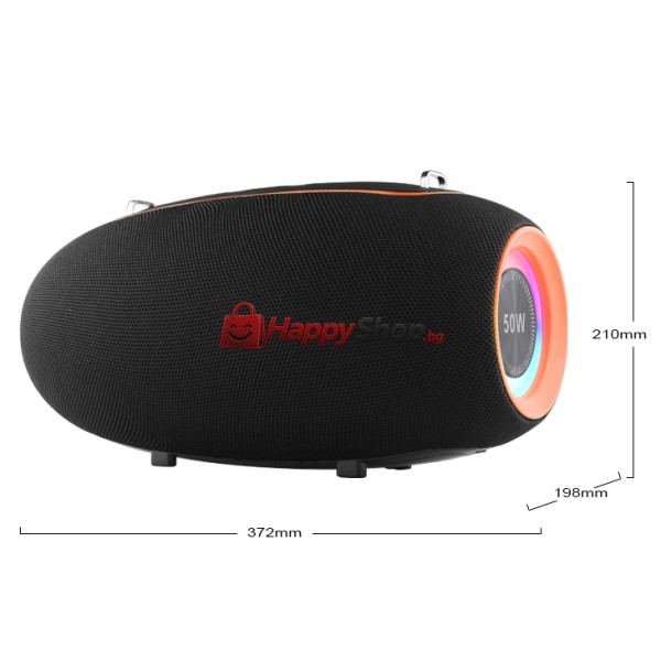 Тонколона Kisonli K8, Bluetooth, USB, SD, AUX, RGB, Черен - 22296