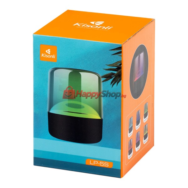 Тонколона Kisonli LP-5S, Bluetooth, USB, SD, FM, RGB, Черен - 22278