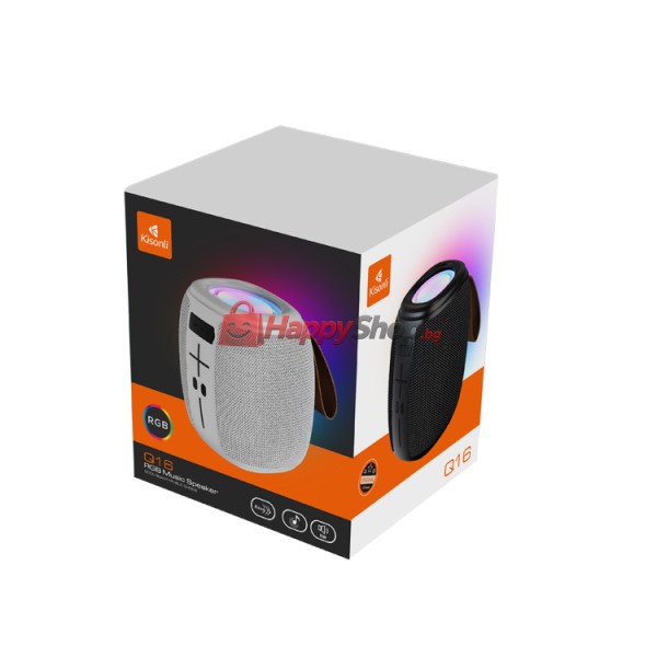 Тонколона Kisonli Q16, Bluetooth, USB, SD, FM, RGB, Различни цветове - 22285