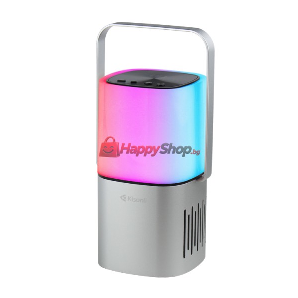 Тонколона Kisonli Q6 Plus, Bluetooth, AUX, SD, FM, RGB, Сребрист - 22282