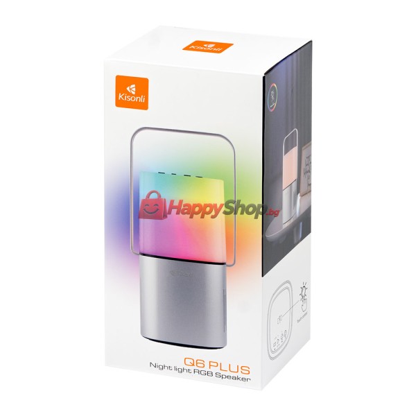 Тонколона Kisonli Q6 Plus, Bluetooth, AUX, SD, FM, RGB, Сребрист - 22282